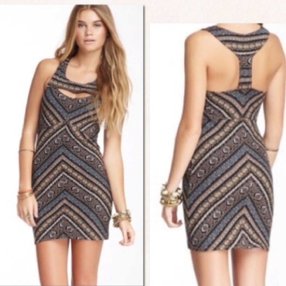 Free People mini dress, tribal print